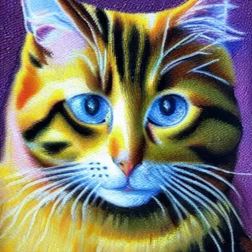 Image similar to a cat, oil painting, pointillism