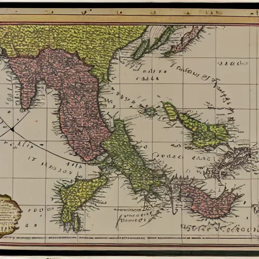 Prompt: map of mainland southeast asia, zoom in burma thailand laos cambodia and vietnam, 1 7 th century, high accuracy, based on geographical map,