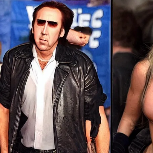 Image similar to Nicolas Cage dressed up as Britney Spears