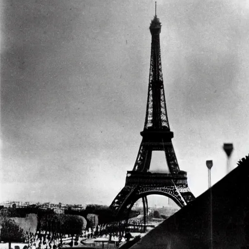 Image similar to eiffel tower during a ww 2 bombardment