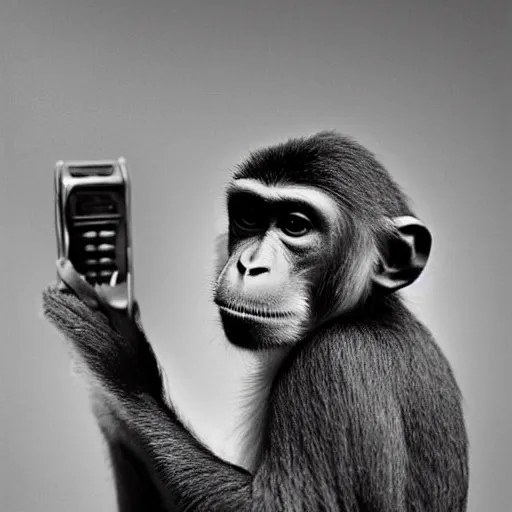 Image similar to a monkey using the telephone in 1800, realistic, 35mm photograph