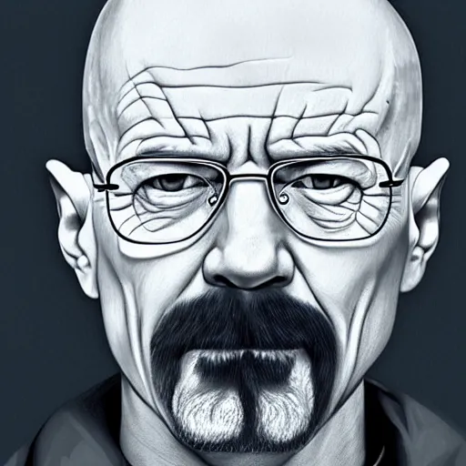 Image similar to a detailed portrait of walter white with a pacifer in his mouth, art illustration, incredibly highly detailed and realistic, 8 k, sharp focus