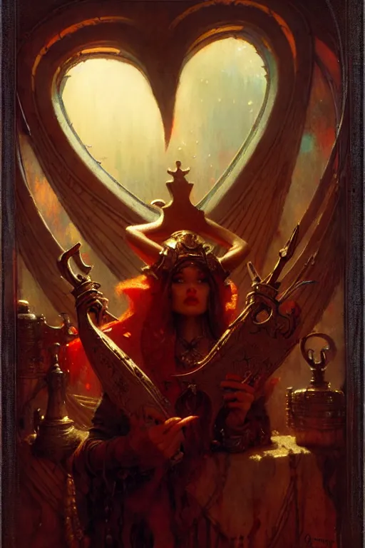 Prompt: the jack of hearts by gaston bussiere, bayard wu, greg rutkowski, giger, maxim verehin