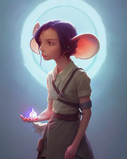 Image similar to highly detailed vfx portrait of a cute little rat casting light magic, unreal engine, greg rutkowski, loish, rhads, beeple, makoto shinkai and lois van baarle, ilya kuvshinov, rossdraws, tom bagshaw, alphonse mucha, global illumination, detailed and intricate environment