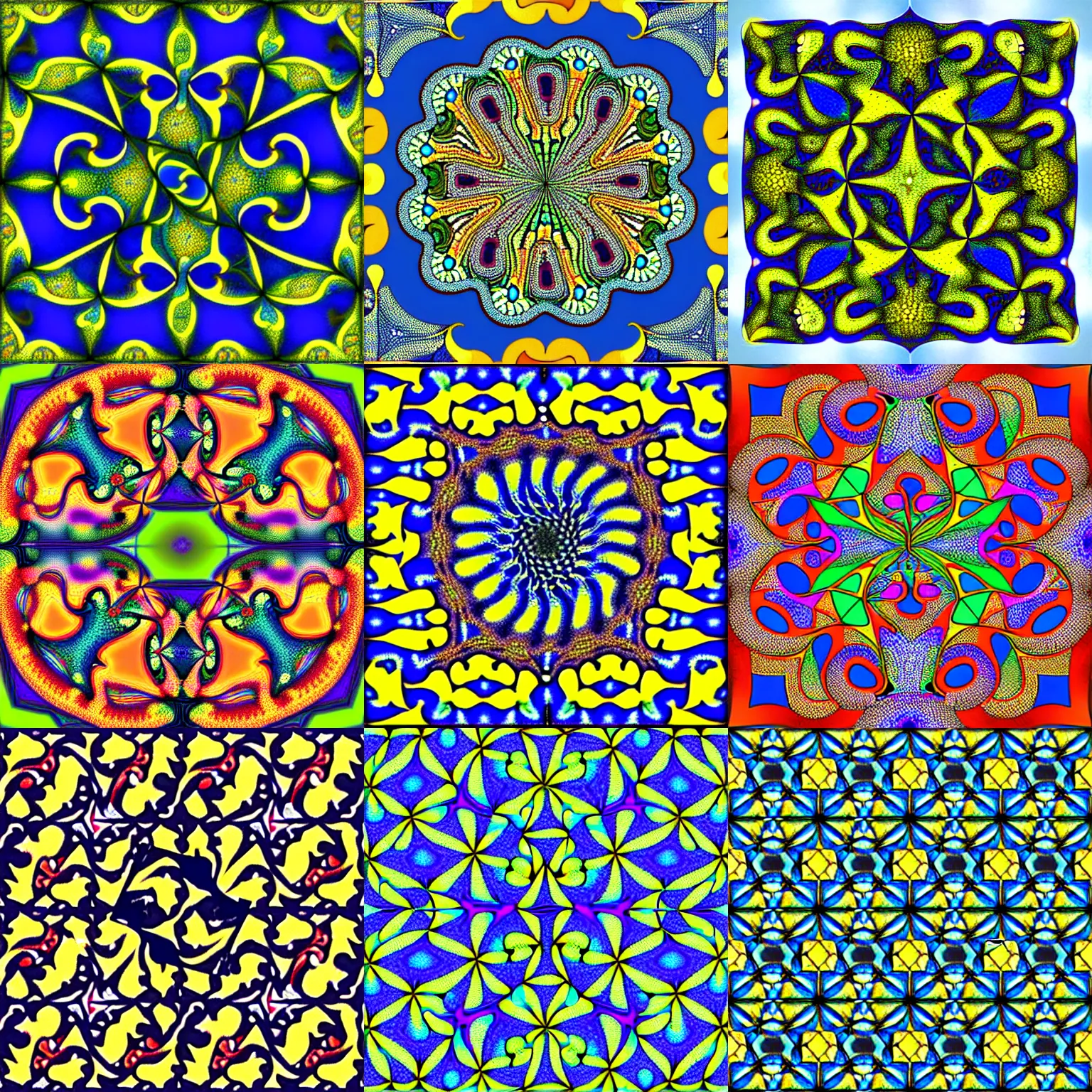 Prompt: the see horse valley, a penrose tiling, hyperbolic, fractal