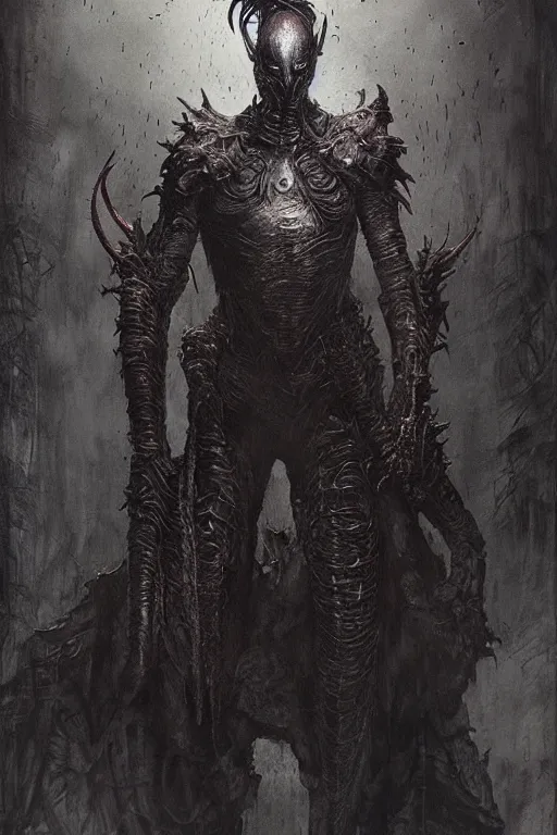 Image similar to portrait of timothee chalamet by hr giger, greg rutkowski, luis royo and wayne barlowe as a diablo, resident evil, dark souls, bloodborne monster