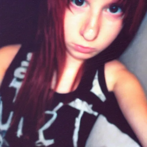 Image similar to emo teenage girl selfie in 2005. Myspace profile picture