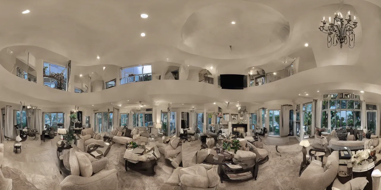 Prompt: equirectangular, 3 6 0, living room, classy, pleasant lighting, beautiful!!!!!!!