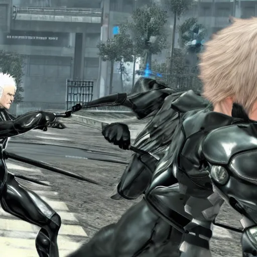 Image similar to hegel versus schopenhauer in metal gear rising : revengeance