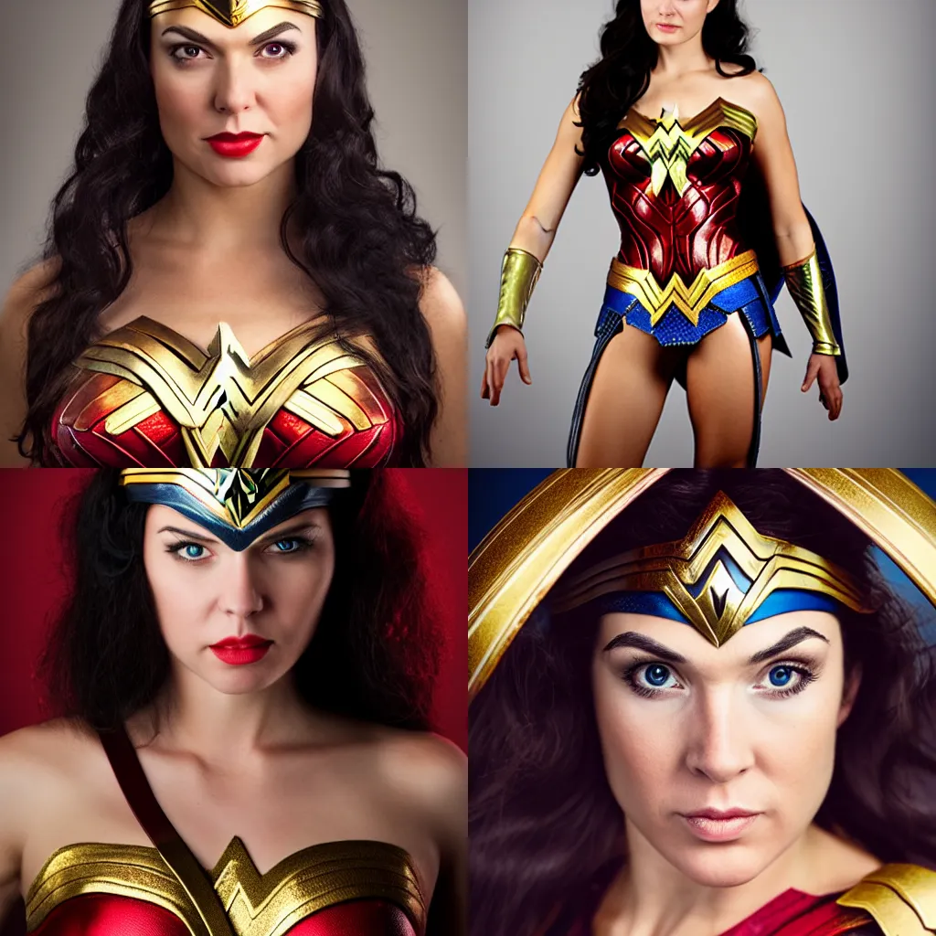 Prompt: Sanna Marin as Wonder Woman, portrait photo, studio lighting