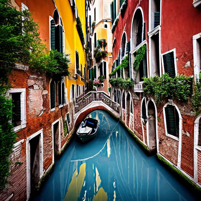 Image similar to photo of overgrown venice in ruins, highly detailed, 8 k, hdr, close up, smooth, sharp focus, high resolution, award - winning photo