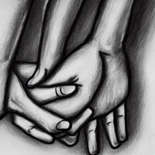 Image similar to love hold hand drawing ; anatomically correct hands, perfect accurate coherence