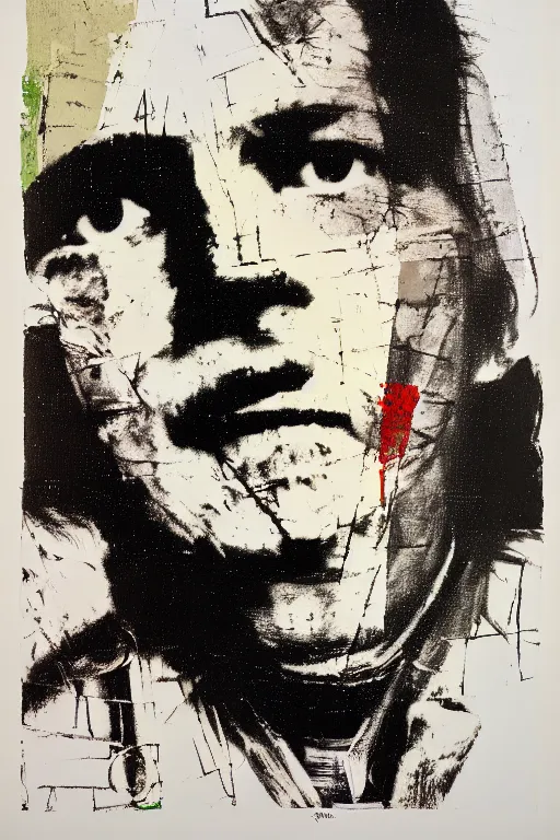 Prompt: a portrait a very ordinary person, by Robert Rauschenberg, screenprint, mixed media, anatomically correct, beautiful perfect face, sharp focus, Highly Detailed