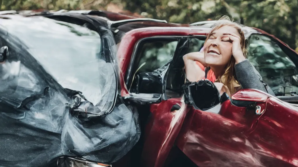 Prompt: woman eating a car