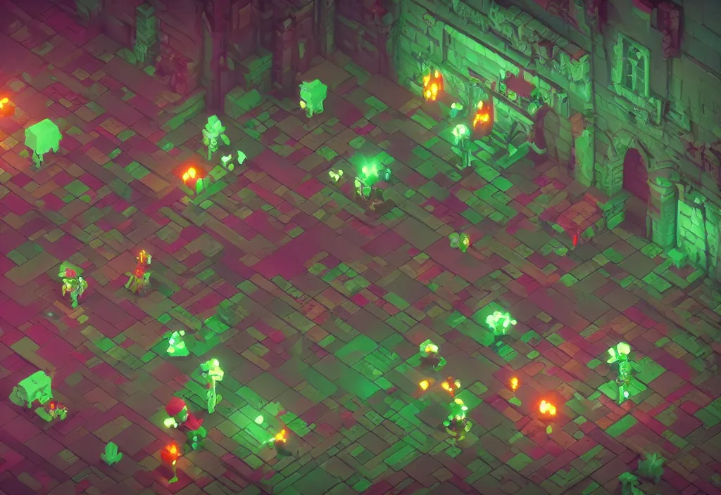 Image similar to isometric magicavoxel Bloodborne kipo wonderbeasts cinematic lighting, 4k