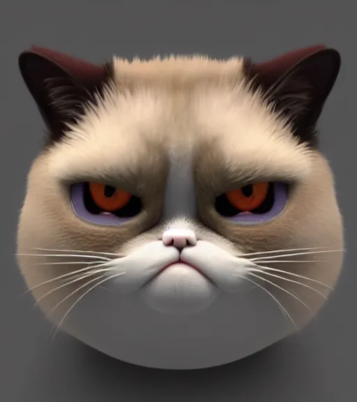 Prompt: Fanart 3D model of grumpy cat with a big giant grin on his adorable little face, kawaii grumpy cat model, lucky cat grumpy cat, trending on artstation, cycles render, character sculpt, perfect lighting, highly detailed background, For Hire 3D artist, Pixar and Industrial