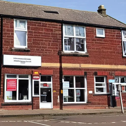 Image similar to photograph of North Allerton post office as a portal to hell