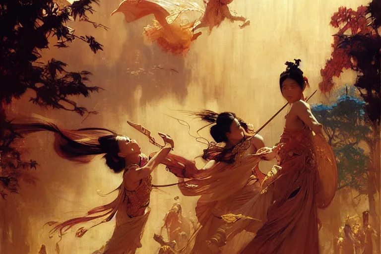 Image similar to wuxia, universe, painting by gaston bussiere, craig mullins, j. c. leyendecker