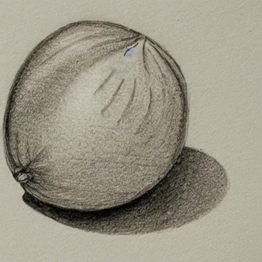 Prompt: an architect's technical drawing of a single lemon with construction lines in pencil and light watercolour shading