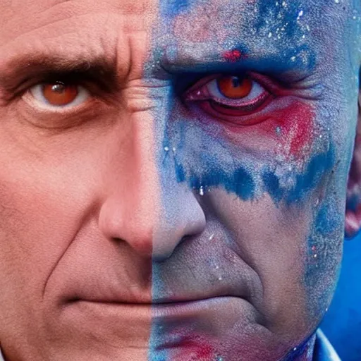 Image similar to steve carell as yondu udonta ( accurate face and colors ), movie still, photorealistic portrait, 8 k