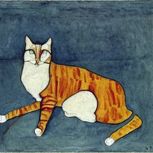 Image similar to cat by egon schiele