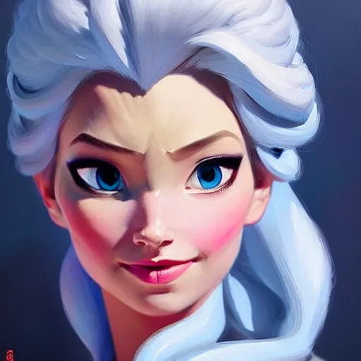 Prompt: Greg Manchess portrait painting of Elsa from Frozen as Overwatch character, medium shot, asymmetrical, profile picture, Organic Painting, sunny day, Matte Painting, bold shapes, hard edges, street art, trending on artstation, by Huang Guangjian and Gil Elvgren and Sachin Teng