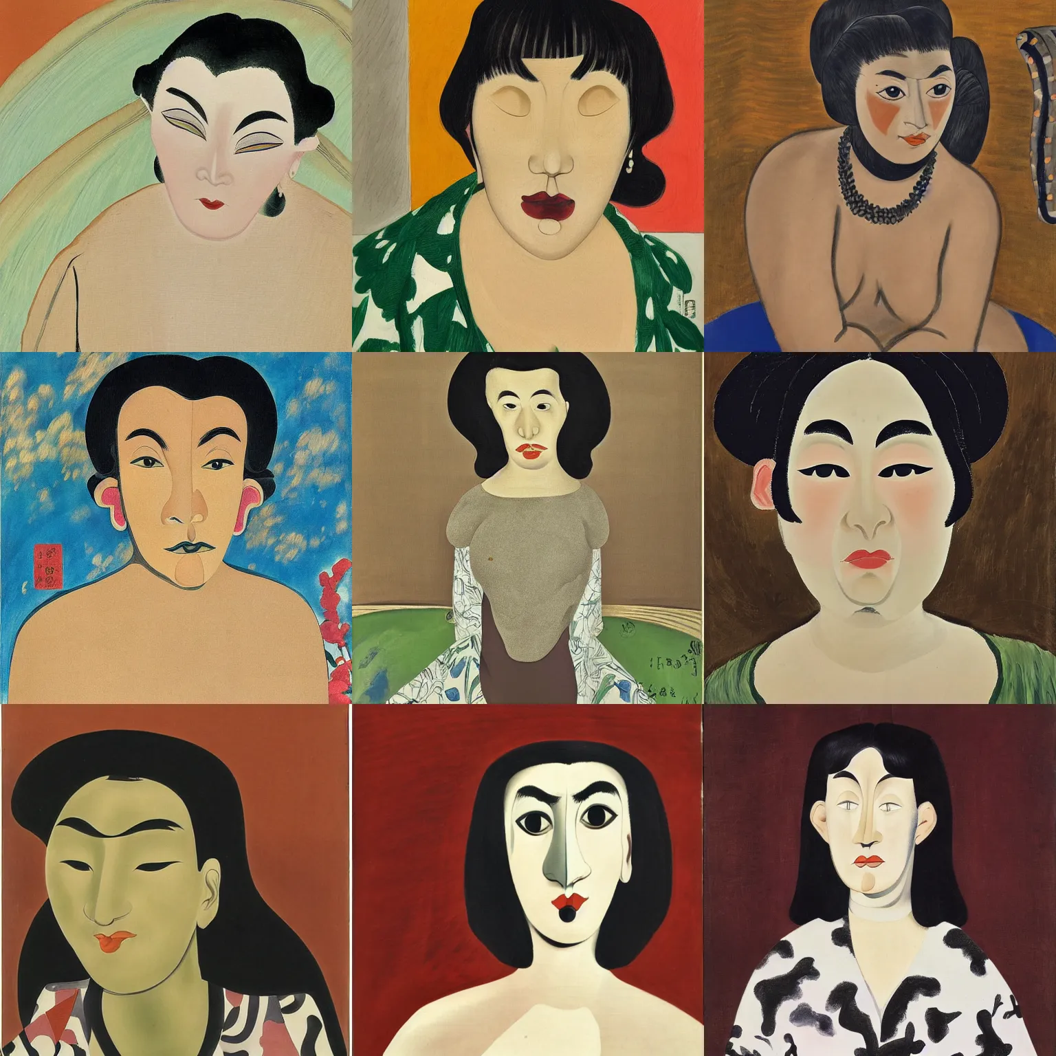 Prompt: beautiful woman portrait, by yasuo kuniyoshi