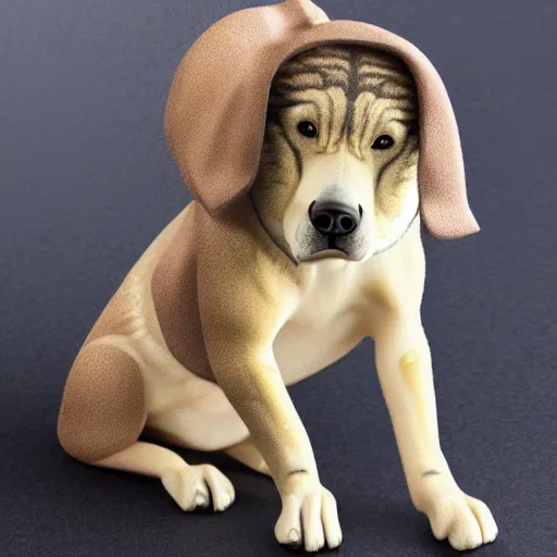 Image similar to gollum - faced samoed dog