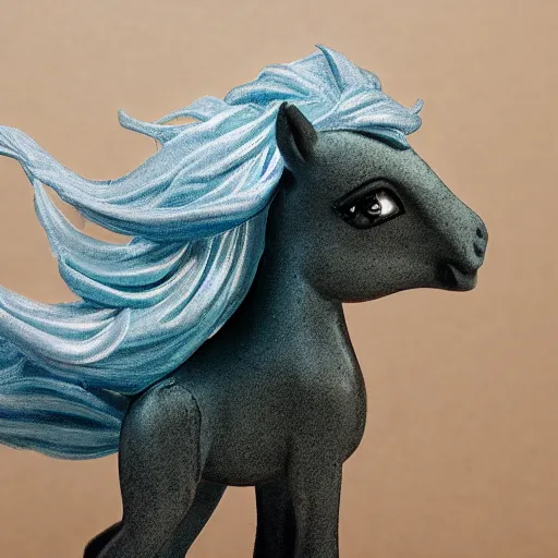 Prompt: studio photo of a ceramic figure, in the shape of a my little pony. photorealistic, minimalist, ultra detailed.