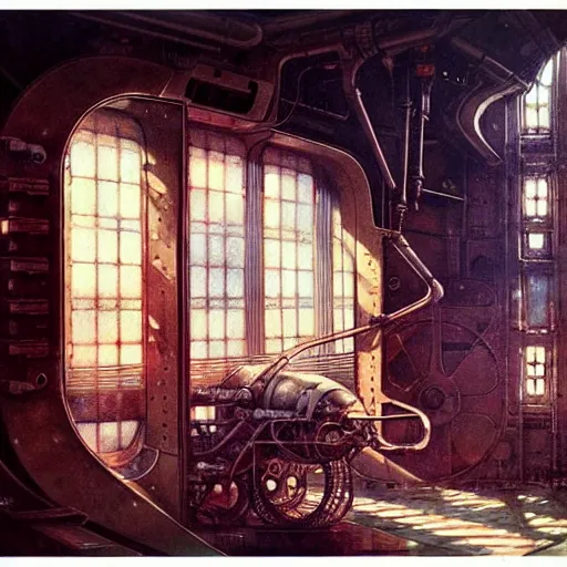Prompt: ( ( ( ( ( 1 9 5 0 s retro future intricate machine spaceship large window. muted colors. dramatic light ) ) ) ) ) by jean baptiste monge!!!!!!!!!!!!!!!!!!!!!!!!! chrome red