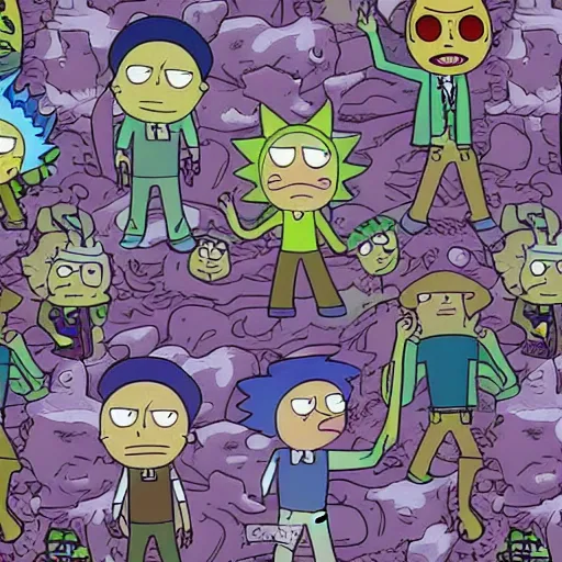 Image similar to 1 0 0 0 different mortys from rick and morty