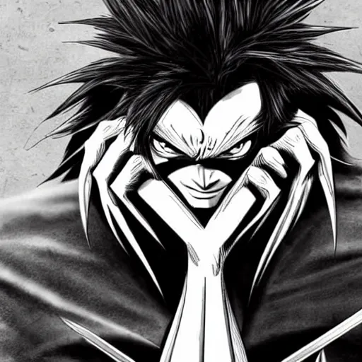 Image similar to Wolverine in death note digital art 4K detailed super realistic