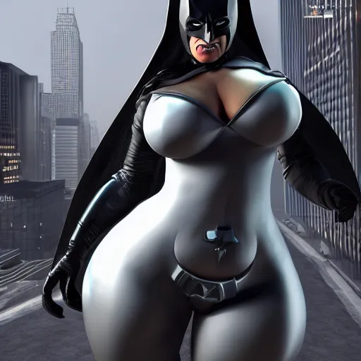 Image similar to big curvy batman woman, super realistic, super detailed, high octane, photorealistic, rendering 1 6 k, 8 k octane, unreal engine,
