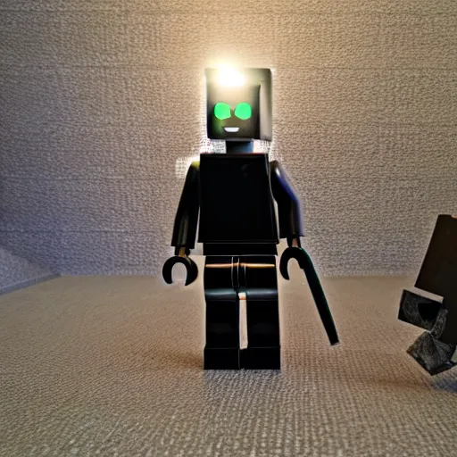 Image similar to realistic minecraft enderman lego set, soft lighting