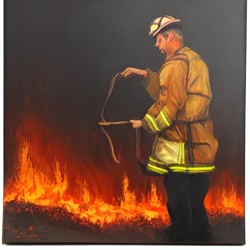 Prompt: a man controlling fire, oil painting