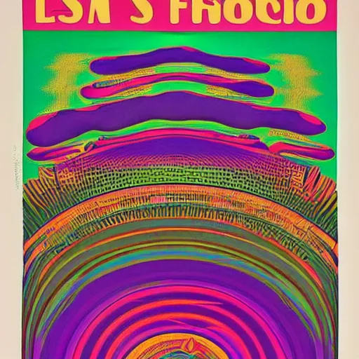 Prompt: a detailed, intricate, psychedelic 1960s poster for a concert in San Francisco featuring Marc E Smith in 1966, By Wes Wilson, LSD, trippy