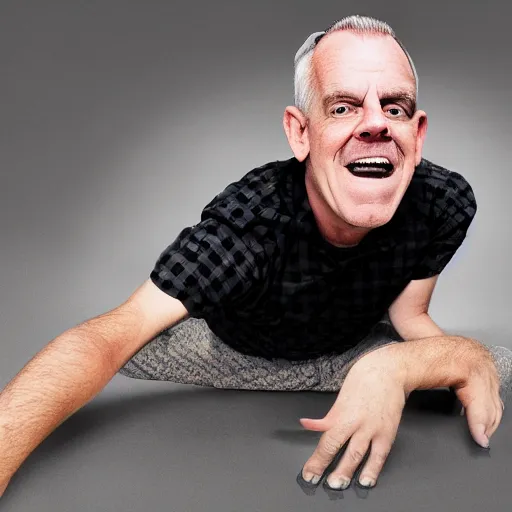 Image similar to fatboy slim, on a checkered floor