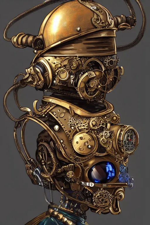 Image similar to steampunk helmet fantasy art mask robot ninja stylized digital illustration sharp focus, elegant intricate digital painting artstation concept art global illumination ray tracing advanced technology chaykin howard and campionpascale and cooke darwyn and davis jack