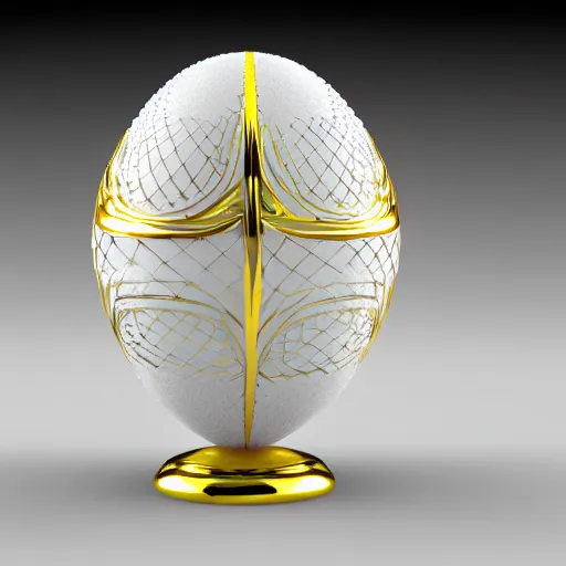 Prompt: faberge egg, 3D render, white background