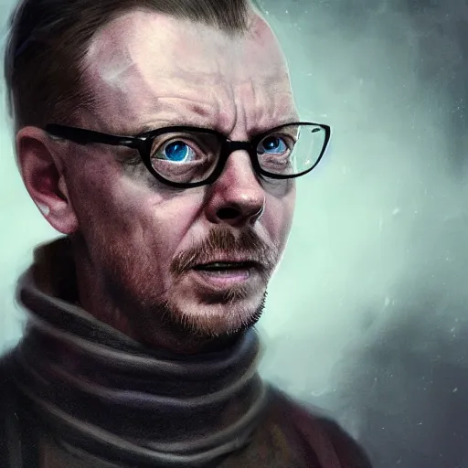 Prompt: simon pegg portrait, horror core, apocalyptic, pool cue, sharp focus, fiction, hyper detailed, digital art, trending in artstation, cinematic lighting, studio quality, smooth render, unreal engine 5 rendered, octane rendered, art style and nixeu and wlop and krenz cushart