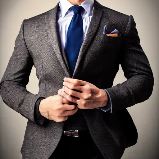 Image similar to highly detailed photo of a handsome, muscular man in a suit