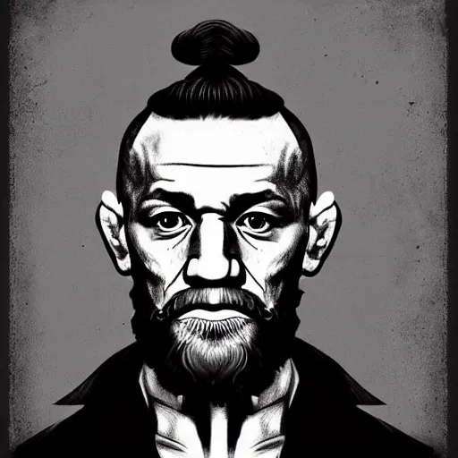 Prompt: portrait of conor mcgregor as e mahatma gandhi portrayed. digital art trending on artstation