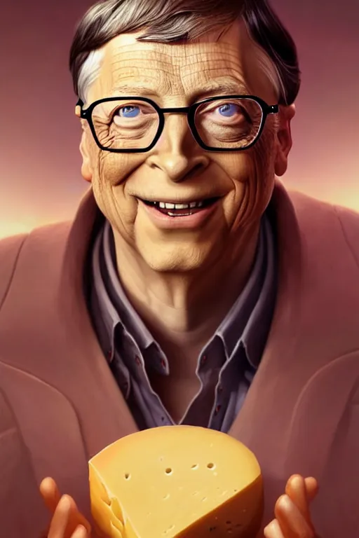 Image similar to bill gates as cheese! being grated hyper detailed, digital art, artstation, cinematic lighting, studio quality, smooth render, by peter mohrbacher, hajime sorayama, wayne barlowe, boris vallejo, aaron horkey, gaston bussiere, craig mullins