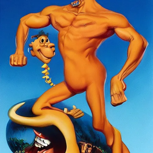 Prompt: Fred Flintstone artwork by boris vallejo