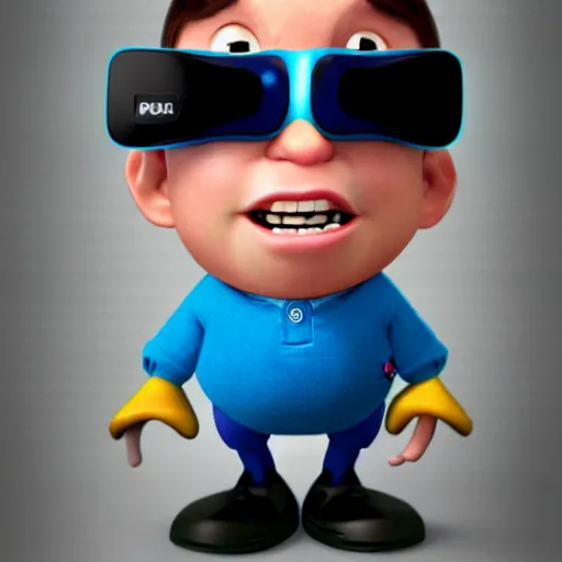 Image similar to realistic adult pixar character wearing virtual reality