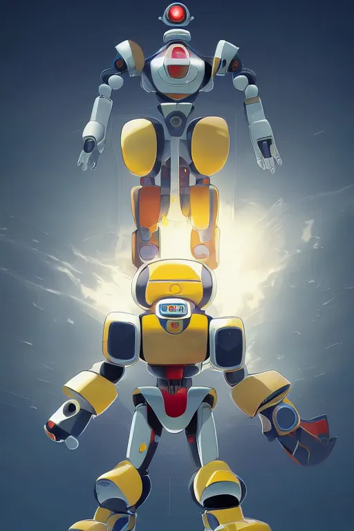 Image similar to metabots medabots medarotto medarot robot minimalist comics, behance hd by jesper ejsing, by rhads, makoto shinkai and lois van baarle, ilya kuvshinov, rossdraws global illumination ray tracing hdr radiating a glowing aura