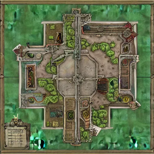 Image similar to top down map, dungeons & dragons, forest, house, realistic rooms