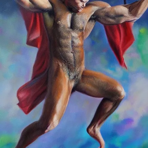 Prompt: super muscular loris standing in festival and dancing, hyper realistic oil painting - n 8