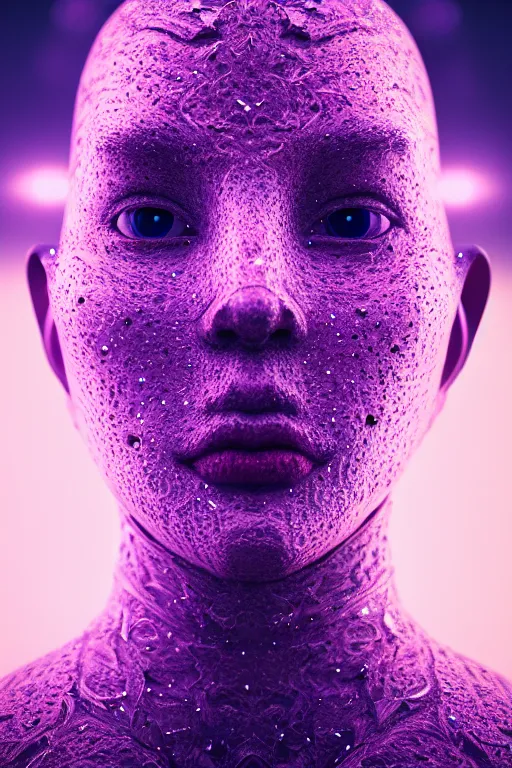 Image similar to intricate hyper detailed ultra sharp 3 d render, unsplash transparent fractal, galaxy in the background, intricate details, human face, facial features, elegant, hyper realistic, ultra detailed, octane render, volumetric cinematic lighting, 8 k post - production