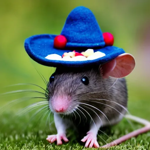 Image similar to a rat with a hat